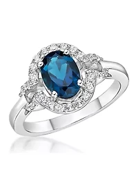 1.63 ct. t.w. London Blue Topaz and 1/2 White Ring Sterling Silver