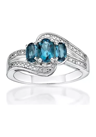 1.2 ct. t.w. London Blue Topaz and 1/10 Diamond Ring Sterling Silver