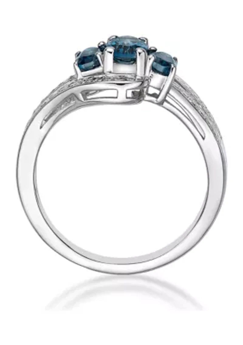1.2 ct. t.w. London Blue Topaz and 1/10 Diamond Ring Sterling Silver