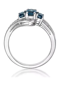 1.2 ct. t.w. London Blue Topaz and 1/10 Diamond Ring Sterling Silver