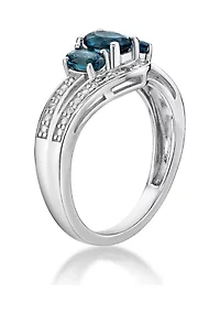 1.2 ct. t.w. London Blue Topaz and 1/10 Diamond Ring Sterling Silver