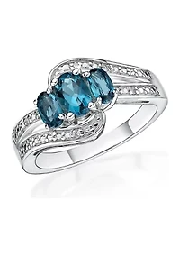 1.2 ct. t.w. London Blue Topaz and 1/10 Diamond Ring Sterling Silver