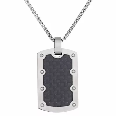 Stainless Steel Riveted Dog Tag Pendant Necklace