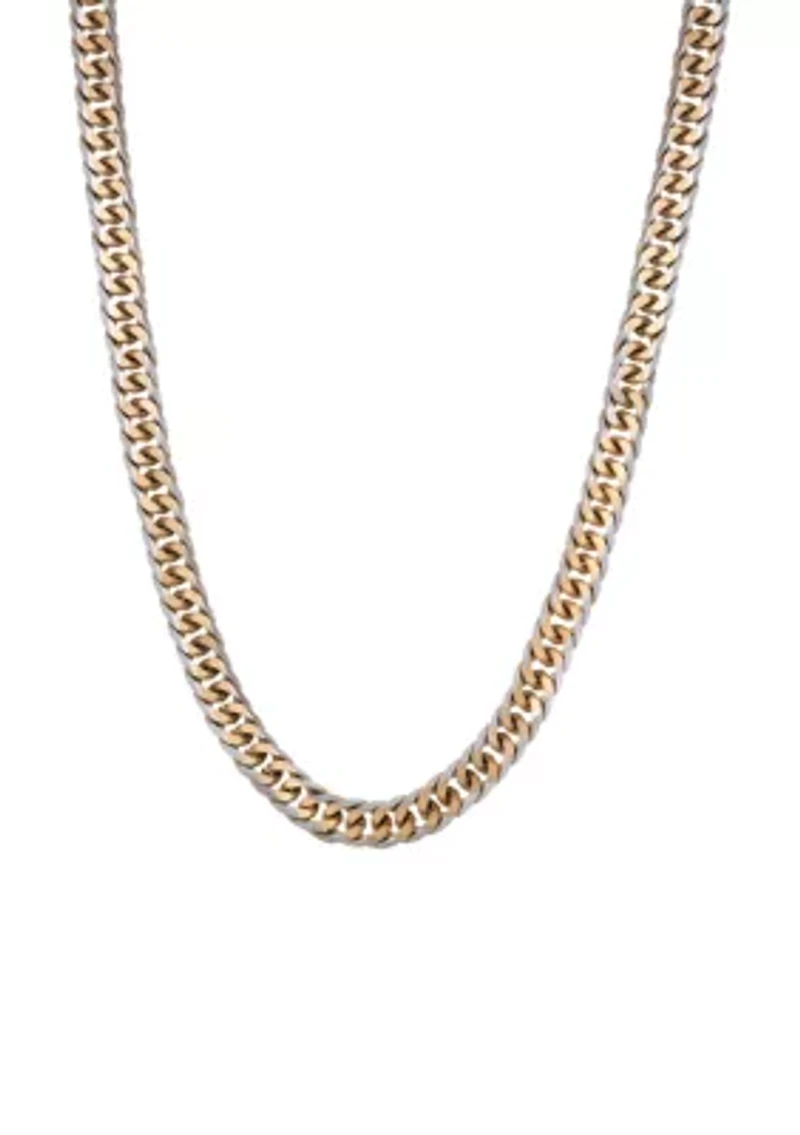 Stainless Steel 8MM Gourmeta Chain with Goldtone Ion Plating
