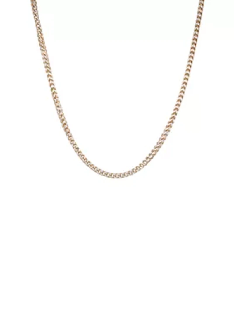 Stainless Steel Square Wheat Necklace with Gold Ion Plating