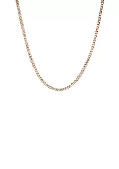 Stainless Steel Square Wheat Necklace with Gold Ion Plating
