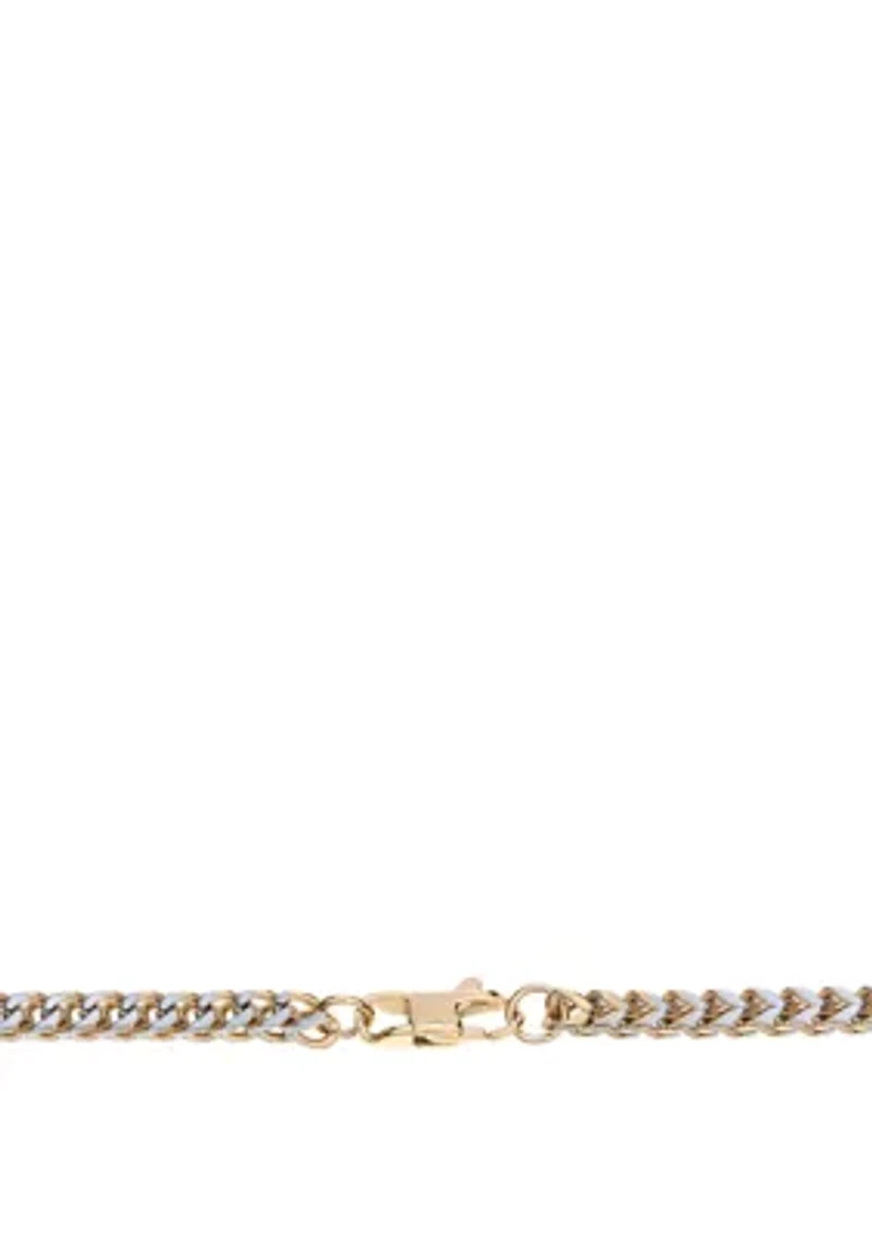 Stainless Steel Square Wheat Necklace with Gold Ion Plating