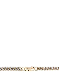 Stainless Steel Square Wheat Necklace with Gold Ion Plating