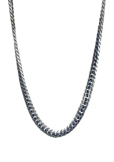 Stainless Steel 2 Tone Necklace with Blue Ion Plating