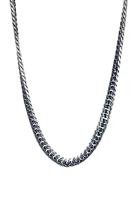 Stainless Steel 2 Tone Necklace with Blue Ion Plating