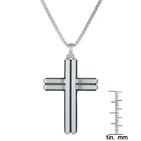 Stainless Steel Black Ion Layered Cross Pendant