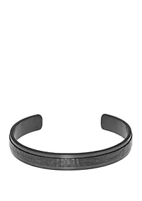 Stainless Steel Hammered Cuff Bangle with Gray Ion Plating