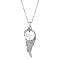Diamond Accent Angel Wing and Disc Charm Pendant in Sterling Silver