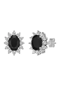 Lab Created Oval Gemstone and 1 ct. t.w. White Sapphire Earrings Sterling Silver