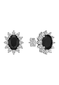Lab Created Oval Gemstone and 1 ct. t.w. White Sapphire Earrings Sterling Silver
