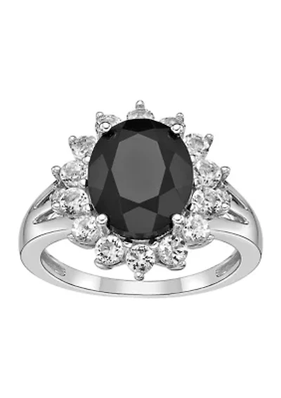 2.5 ct. t.w. Black Onyx and 1.2 Created White Sapphire Ring Sterling Silver
