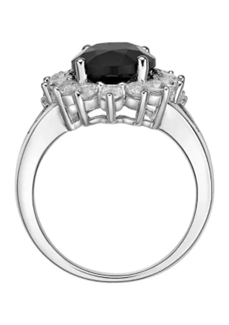2.5 ct. t.w. Black Onyx and 1.2 Created White Sapphire Ring Sterling Silver