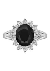 2.5 ct. t.w. Black Onyx and 1.2 Created White Sapphire Ring Sterling Silver