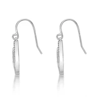 Diamond Accent Heart Dangle Drop Earrings in Sterling Silver