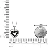 1/ ct. t.w. Black and White Diamond Heart Pendant in Sterling Silver