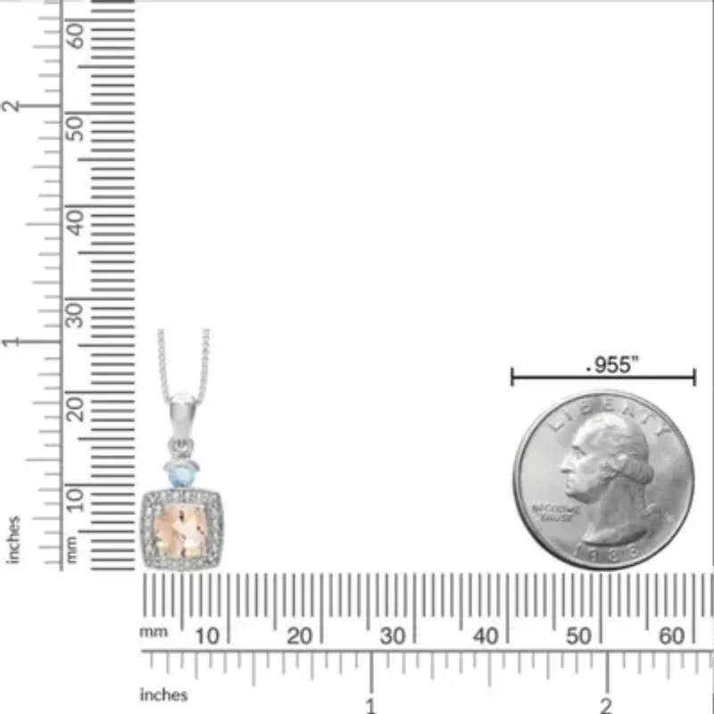 1/10 ct. t.w. Morganite, Aquamarine and Diamond Accent Pendant Necklace in Sterling Silver