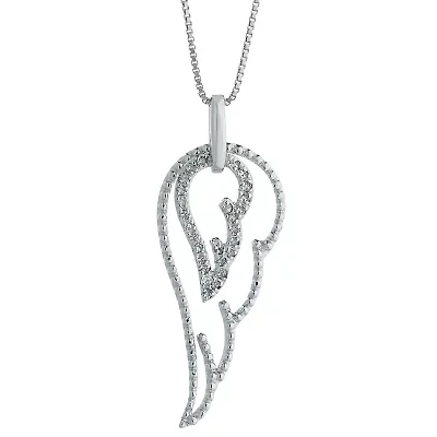1/6 ct. tw. Diamond Accent Angel Wing Pendant in Sterling Silver