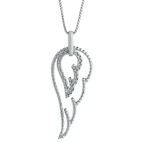1/6 ct. tw. Diamond Accent Angel Wing Pendant in Sterling Silver