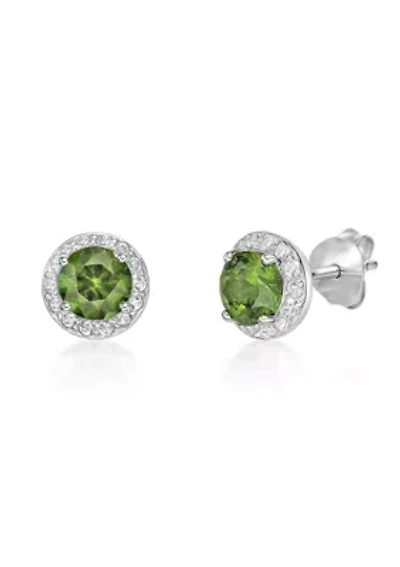 Lab Created 1 ct. t.w.Peridot and White Topaz Earrings in Sterling Silver
