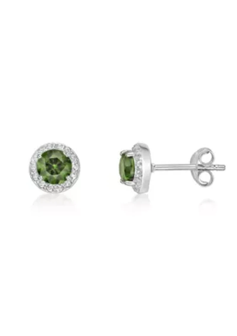 Lab Created 1 ct. t.w.Peridot and White Topaz Earrings in Sterling Silver