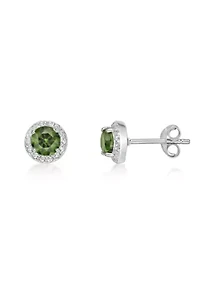Lab Created 1 ct. t.w.Peridot and White Topaz Earrings in Sterling Silver