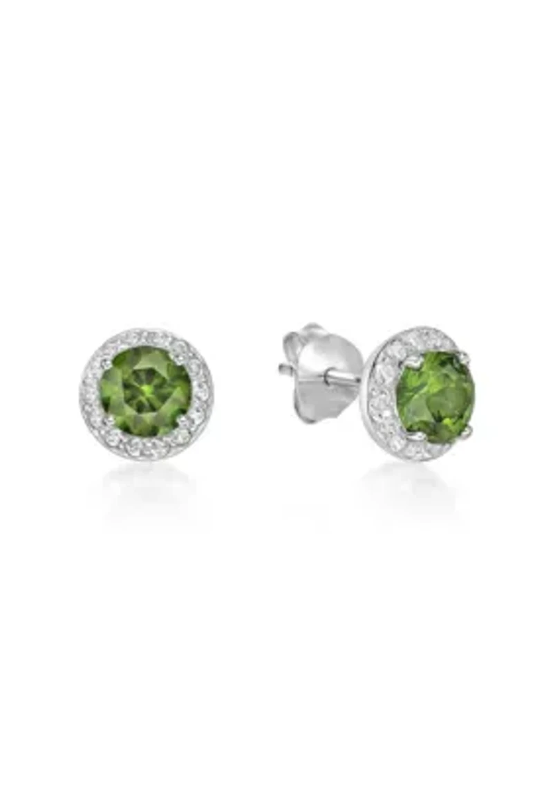 Lab Created 1 ct. t.w.Peridot and White Topaz Earrings in Sterling Silver