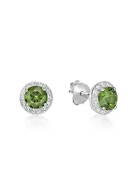 Lab Created 1 ct. t.w.Peridot and White Topaz Earrings in Sterling Silver