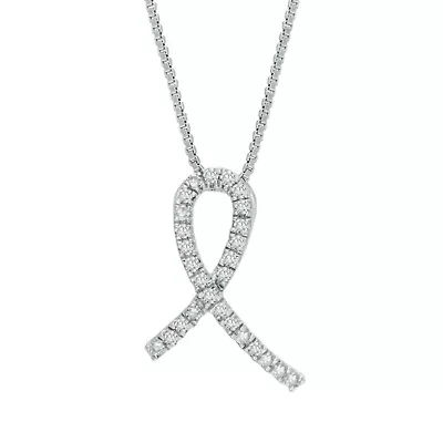 1/6 ct. tw. Diamond Ribbon Pendant in Sterling Silve