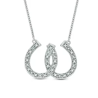 1/10 ct. t.w. Diamond Double Horseshoe Pendant in Sterling Silver