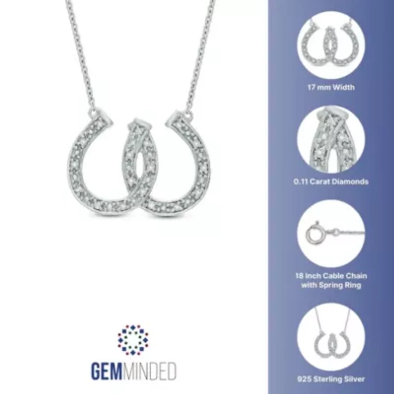 1/10 ct. t.w. Diamond Double Horseshoe Pendant in Sterling Silver