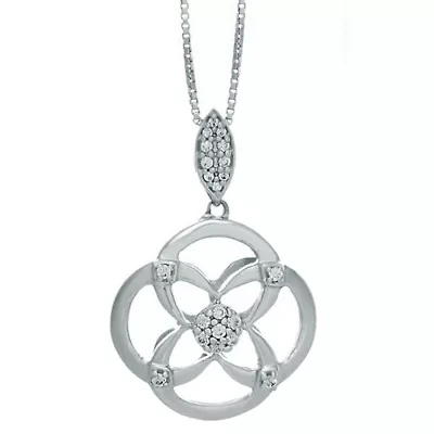 1/8 ct. t.w. Diamond Quatrefoil Pendant in Sterling Silver