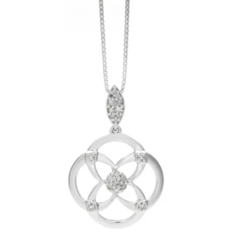 1/8 ct. t.w. Diamond Quatrefoil Pendant in Sterling Silver