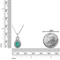 7/8 ct. t.w. Emerald and 1/3 ct. t.w. Diamond Pendant Necklace in 10K White Gold