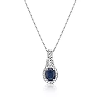 1 ct. t.w. Sapphire and 1/6 ct. t.w. Diamond Pendant Necklace in 10K White Gold