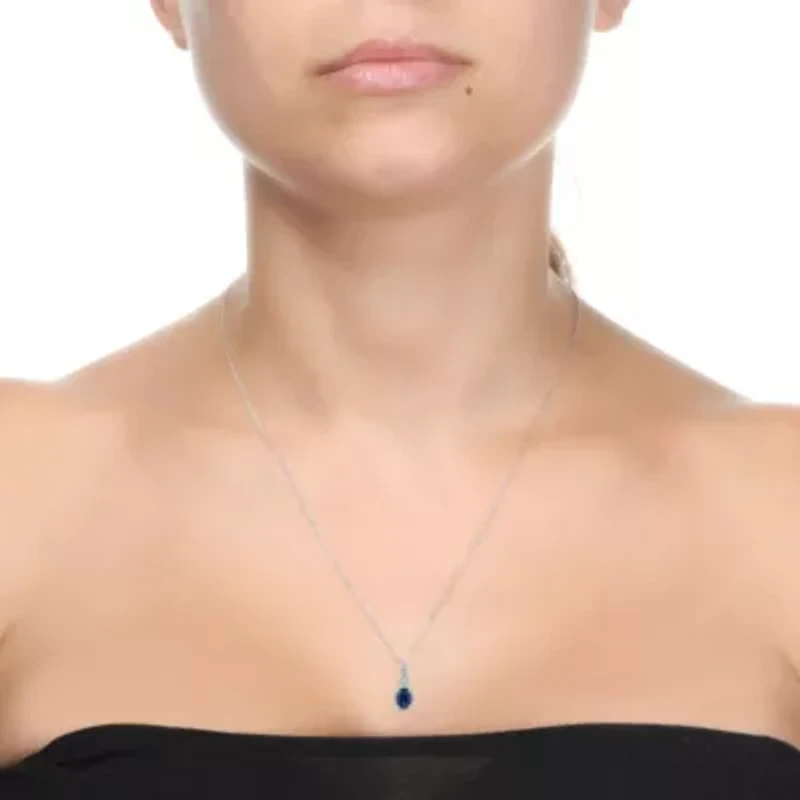 1 ct. t.w. Sapphire and 1/6 ct. t.w. Diamond Pendant Necklace in 10K White Gold