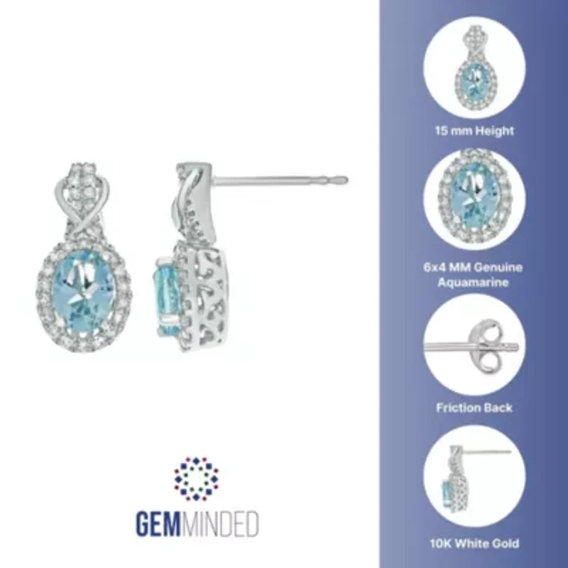 0.8 ct. t.w.Aquamarine and 0.29 ct. t.w. Diamond Earrings in 10K White Gold
