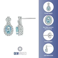 0.8 ct. t.w.Aquamarine and 0.29 ct. t.w. Diamond Earrings in 10K White Gold