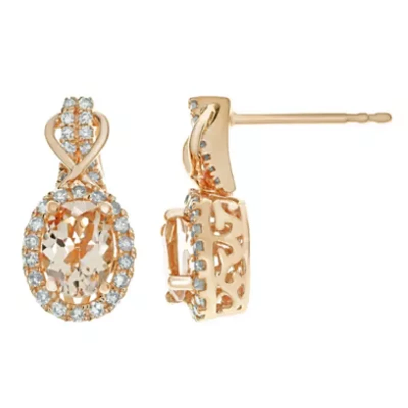1 ct. t.w. Morganite and 0.29 ct. t.w. Diamond Earrings in 10K Rose Gold