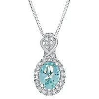 3/4 ct. t.w. Aquamarine and 1/6 ct. t.w. Diamond Pendant Necklace in 10K White Gold