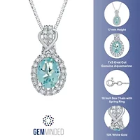 3/4 ct. t.w. Aquamarine and 1/6 ct. t.w. Diamond Pendant Necklace in 10K White Gold