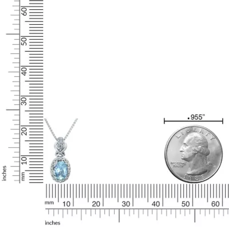 3/4 ct. t.w. Aquamarine and 1/6 ct. t.w. Diamond Pendant Necklace in 10K White Gold