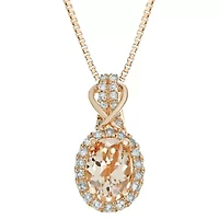 5/8 ct. t.w. Morganite and 1/6 ct. t.w. Diamond Pendant Necklace in 10K Rose Gold