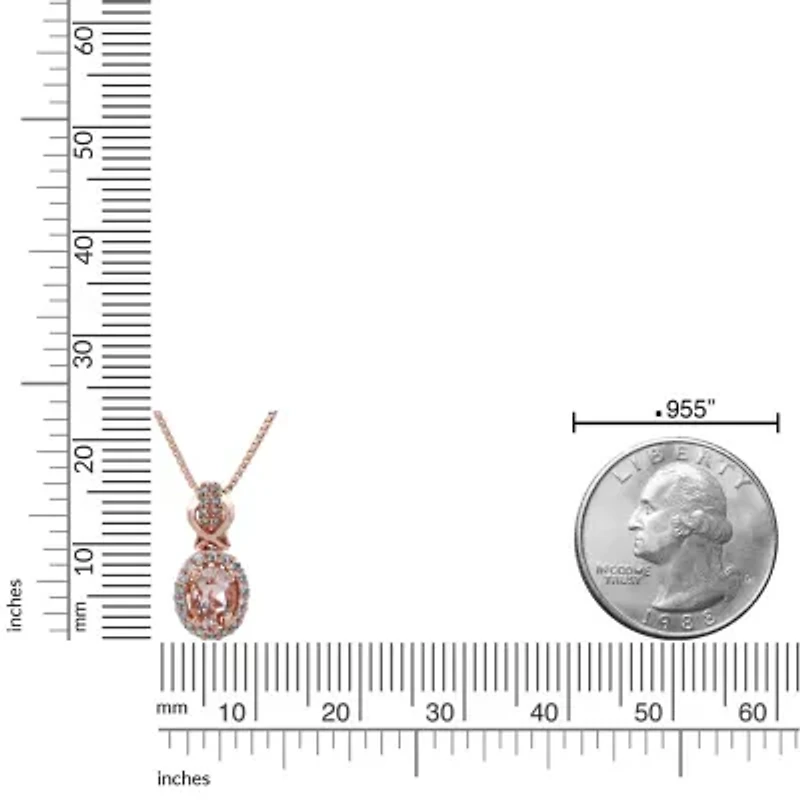 5/8 ct. t.w. Morganite and 1/6 ct. t.w. Diamond Pendant Necklace in 10K Rose Gold