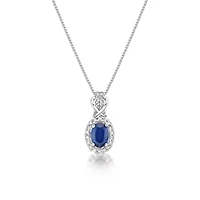 1 ct. t.w. Sapphire and 1/6 ct. t.w. Diamond Pendant Necklace in 10K White Gold