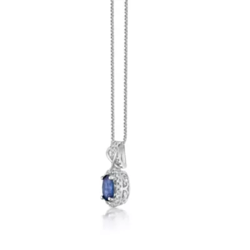 1 ct. t.w. Sapphire and 1/6 ct. t.w. Diamond Pendant Necklace in 10K White Gold